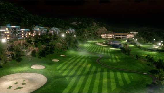 &#39;GNC골프&#39; 스크린 골프 시스템의 야간 모드 화면.