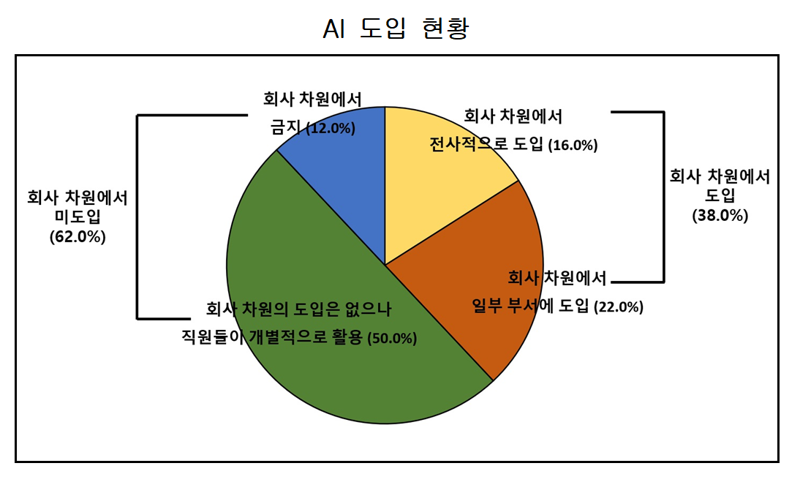 21일 한국경영자총협회가 발표한 주요 기업 AI 도입 실태 및 인식 조사. 경총 제공