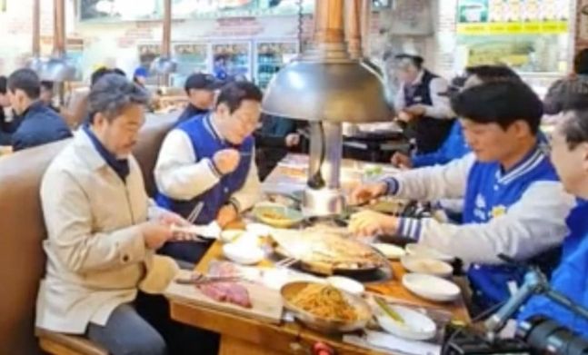 국민의힘 원희룡 인천 계양을 후보가 올린 당시 이 대표의 식사 사진. 출처&#x3D;원희룡 국민의힘 후보 페이스북