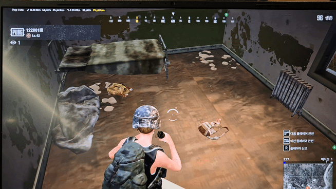 고사양 게임 '배틀그라운드' 실행 장면. 사진=구자윤 기자