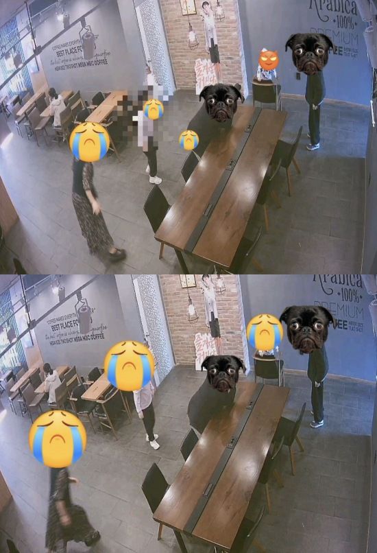 A씨가 글에 첨부한 CCTV 사진. A씨에 따르면 일행 중 아이 할머니로 보이는 사람이 매장에서 아이를 향해 큰 소리를 내며 뛰어왔다고 한다.&#x2F;사진&#x3D;온라인 커뮤니티 &#39;아프니까 사장이다&#39;, 머니투데이