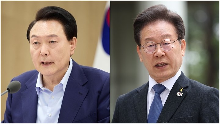 윤석열 대통령(왼쪽)과 이재명 더불어민주당 대표. 연합뉴스