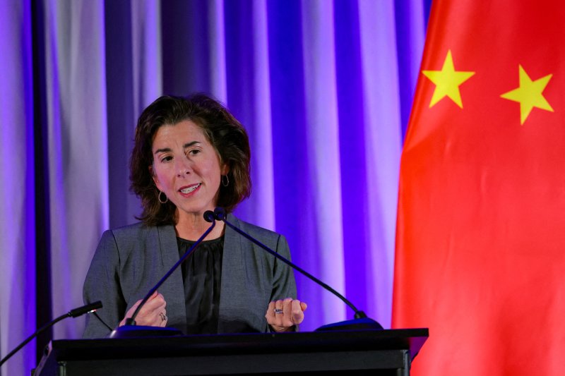 지나 러몬도 미국 상무장관이 지난해 11월 15일 미 캘리포니아주 샌프란시스코에서 열린 아시아태평양경제협력체(APEC) 정상회의 부속 행사에서 연설하고 있다.로이터뉴스1