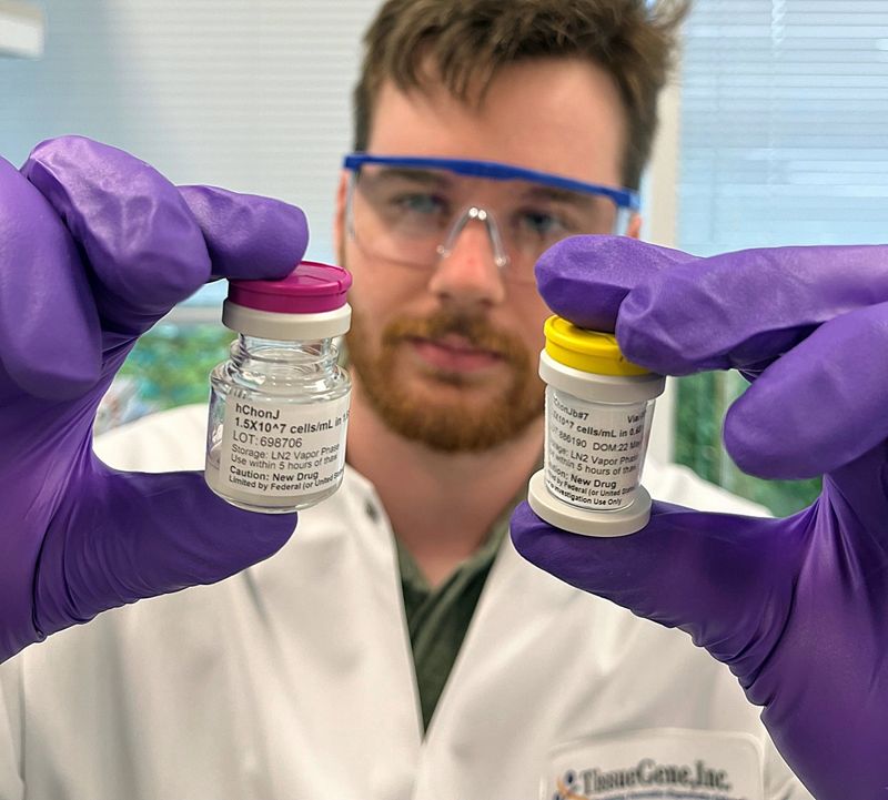 <span id='_stock_code_950160' data-stockcode='950160'>코오롱티슈진</span>의 골관절염 세포유전자 치료제 TG-C 시약. 코오롱티슈진 제공