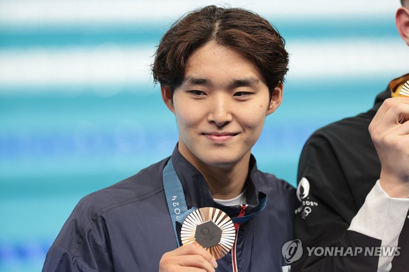 올림픽 동메달 획득한 김우민 (파리&#x3D;연합뉴스)