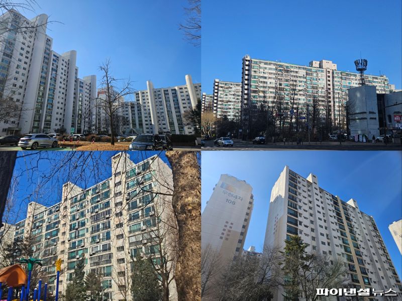 토지거래허가제가 유지된 잠실 아시아선수촌, 주공5단지, 우성4차, 우성1·2·3차 (왼쪽 위부터 시계방향). 사진=최가영 기자
