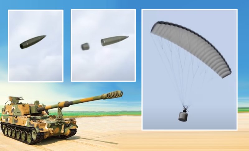 포병 관측반의 임무를 수행하는 155mm 관측포탄은 고폭탄과 같은 크기로 내부에 카메라가 달린 작은 탄이 들어 있다. 적의 표적지 인근 상공 고도 약 600에서 900m 사이에서 낙하산을 펼치고 강하하면서 표적을 탐지하고 영상을 실시간으로 아군 지휘소에 전송해 우리 군 포병전력의 정확한 화력 투사를 유도한다. <span id='_stock_code_103140' data-stockcode='103140'>풍산</span>&middot;한화디펜스 제공