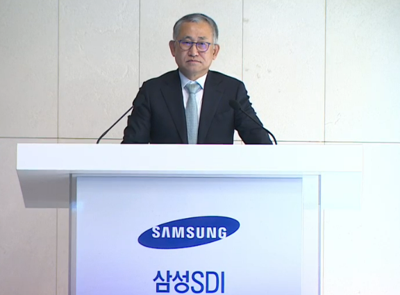 김종성 삼성SDI 최고재무책임자(CFO)가 19일 서울 강남 엘리에나호텔에서 열린 올해 주주총회에서 발언하고 있다. 사진=권준호 기자