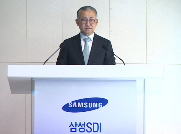 김종성 <span id='_stock_code_006400' data-stockcode='006400'>삼성SDI</span> 최고재무책임자(CFO)가 19일 서울 강남 엘리에나호텔에서 열린 올해 주주총회에서 발언하고 있다. 사진=권준호 기자