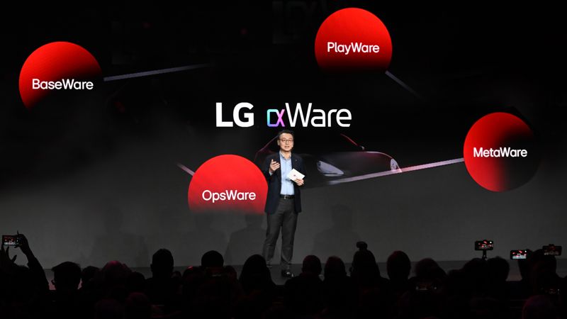 지난해 열렸던 CES 2024에서 <span id='_stock_code_003550' data-stockcode='003550'>LG</span>전자 VS사업본부장 은석현 부사장이 'LG 알파웨어'에 대해 설명하고 있는 모습. <span id='_stock_code_066570' data-stockcode='066570'>LG전자</span> 제공