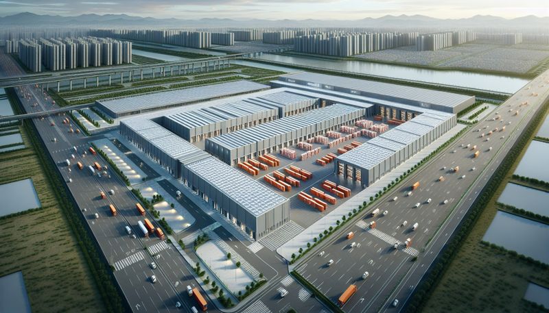 'HG AI 포털'에서 AI로 생성한 물류센터 조감도. <span id='_stock_code_053690' data-stockcode='053690'>한미글로벌</span> 제공