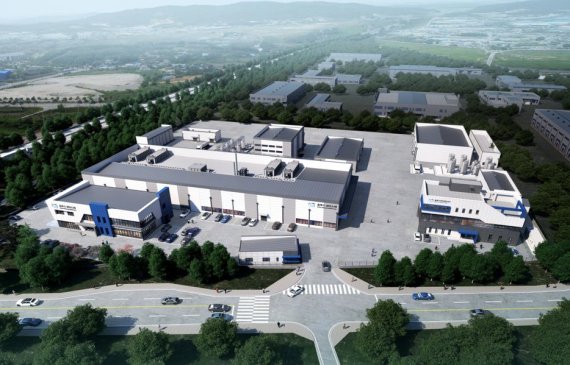 <span id='_stock_code_336370' data-stockcode='336370'>솔루스첨단소재</span> OLED 통합 생산기지 조감도. 솔루스첨단소재 제공