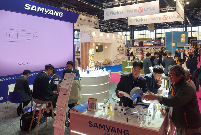 인코스메틱스 글로벌 2025에 참가한 삼양케이씨아이 부스 전경. <span id='_stock_code_000070' data-stockcode='000070'>삼양홀딩스</span> 제공