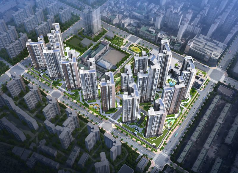 해링턴 스퀘어 산곡역 조감도. <span id='_stock_code_298040' data-stockcode='298040'>효성중공업</span>&middot;<span id='_stock_code_002780' data-stockcode='002780'>진흥기업</span> 제공