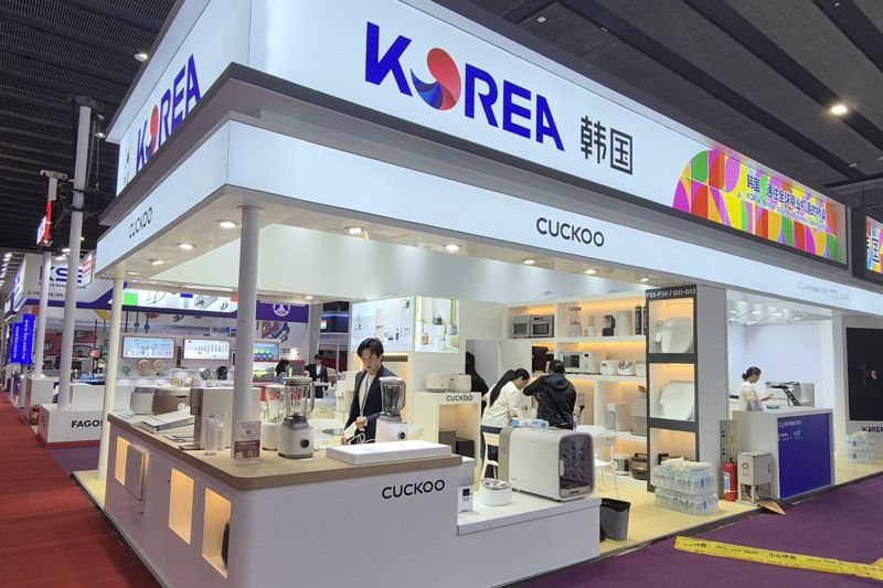 제137회 캔톤페어 전시장 내 쿠쿠 부스 전경. 쿠쿠 제공