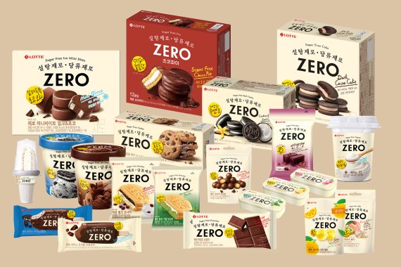 제로 브랜드 제품들. <span id='_stock_code_280360' data-stockcode='280360'>롯데웰푸드</span> 제공 
