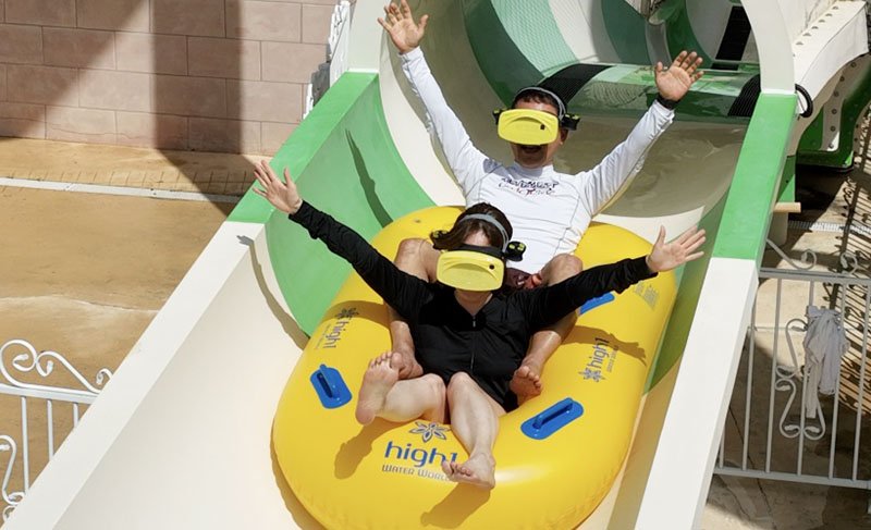 가상현실(VR) 기술을 접목한 하이원 워터월드 'VR슬라이드'. 강원랜드 제공