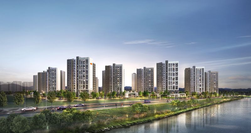 'e편한세상 대장 퍼스티움' 단지 투시도. <span id='_stock_code_375500' data-stockcode='375500'>DL이앤씨</span> 제공