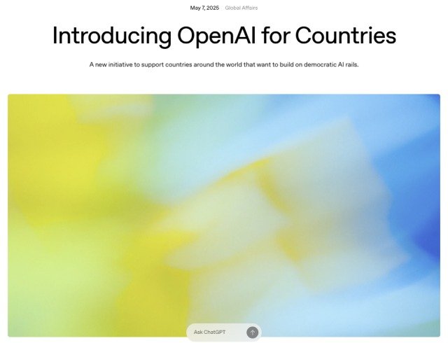 오픈AI 공식 블로그 OpenAI for Countries 갈무리 /사진=뉴스1