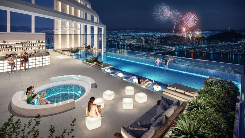 <span id='_stock_code_294870' data-stockcode='294870'>HDC현대산업개발</span>이 서울 서초구 방배 신삼호아파트 재건축정비사업조합에 제안한 인피니티 스퀘어 풀 모습. HDC현대산업개발 제공