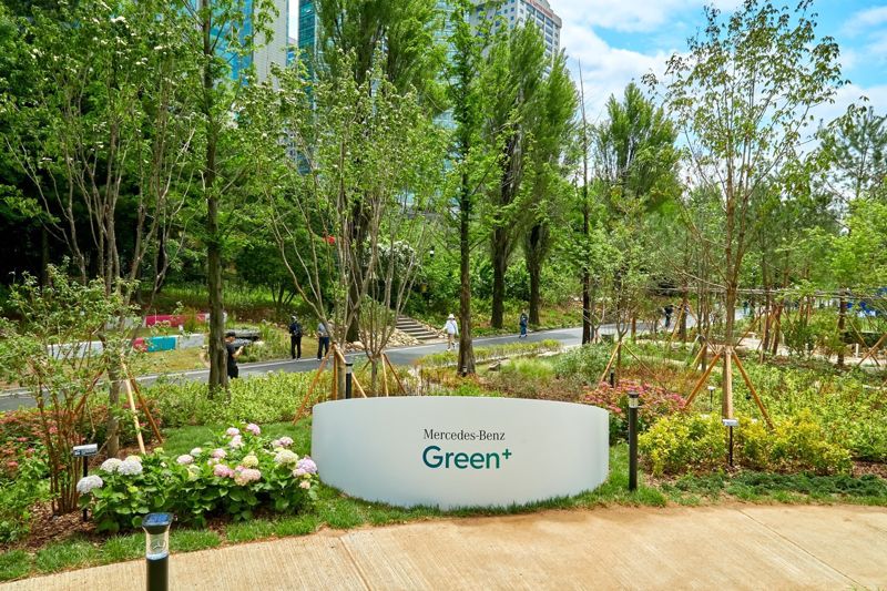 서울 보라매공원에 조성된 '<span id='_stock_code_186230' data-stockcode='186230'>그린플러스</span> 도시숲'. 메르세데스 벤츠 코리아 제공