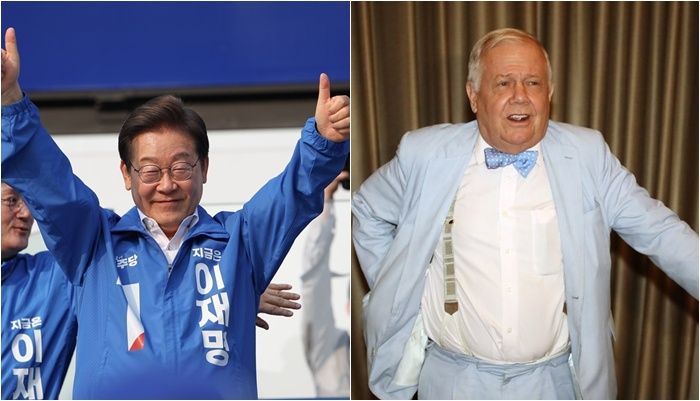 이재명 더불어민주당 대선 후보(왼쪽), 짐 로저스 로저스홀딩스 회장 /사진=연합뉴스