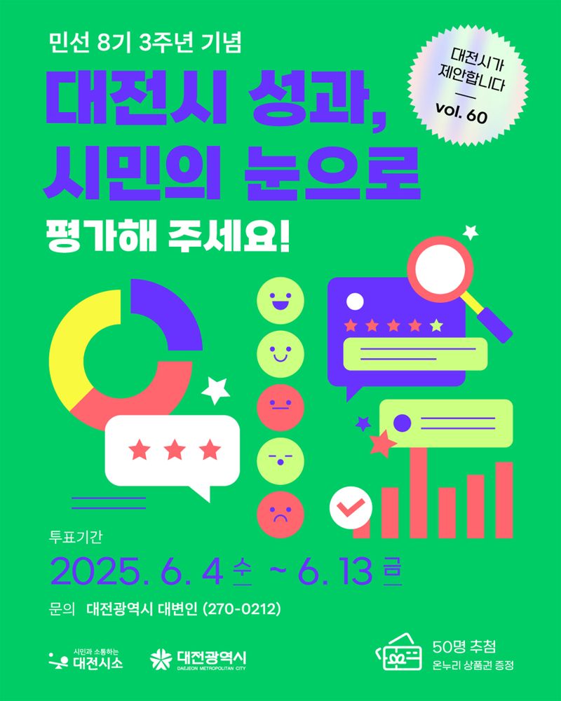대전시 민선 8기 3주년 '최고의 뉴스' 온라인 투표 관련 홍보 이미지