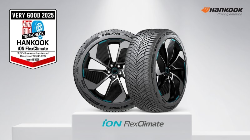 전기차 전용 올웨더 타이어 '아이온 플렉스클라이밋'.<span id='_stock_code_161390' data-stockcode='161390'>한국타이어앤테크놀로지</span> 제공