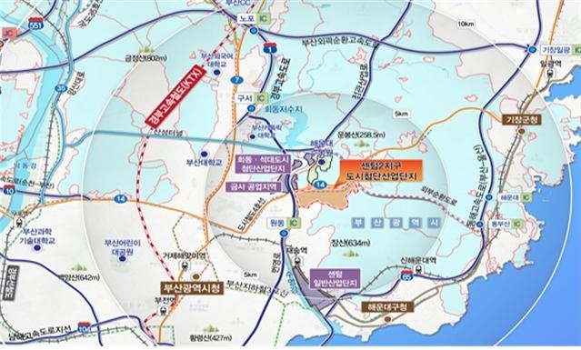 센텀2지구 도시첨단산업단지 위치도. 부산시 제공 
