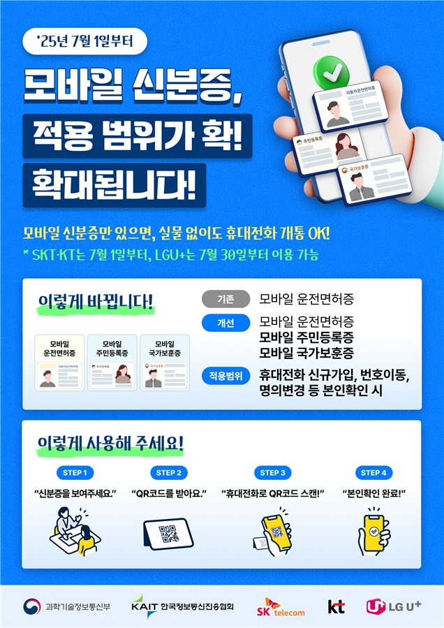휴대폰 개통 시 모바일 신분증 사용 안내 이미지. 과기정통부 제공