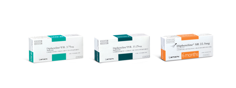 입센코리아의 성조숙증 및 전립선암 치료제 ‘디페렐린’ 제품. 동아에스티 제공