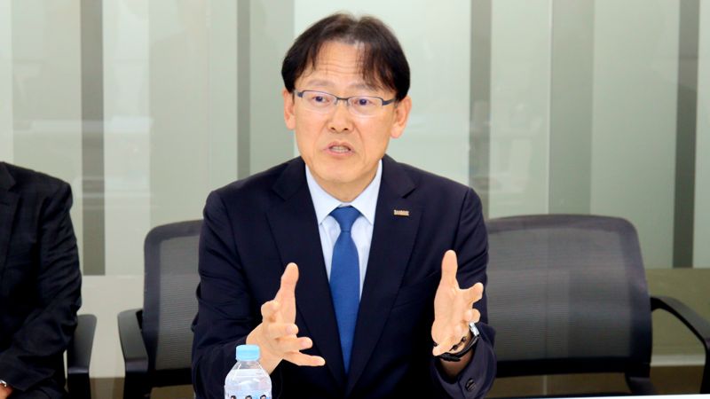 정광천 이노비즈협회 회장이 &#39;이노비즈협회-특허청 공동 AI 기업 간담회&#39;에서 인사말을 하고 있다. 이노비즈협회 제공