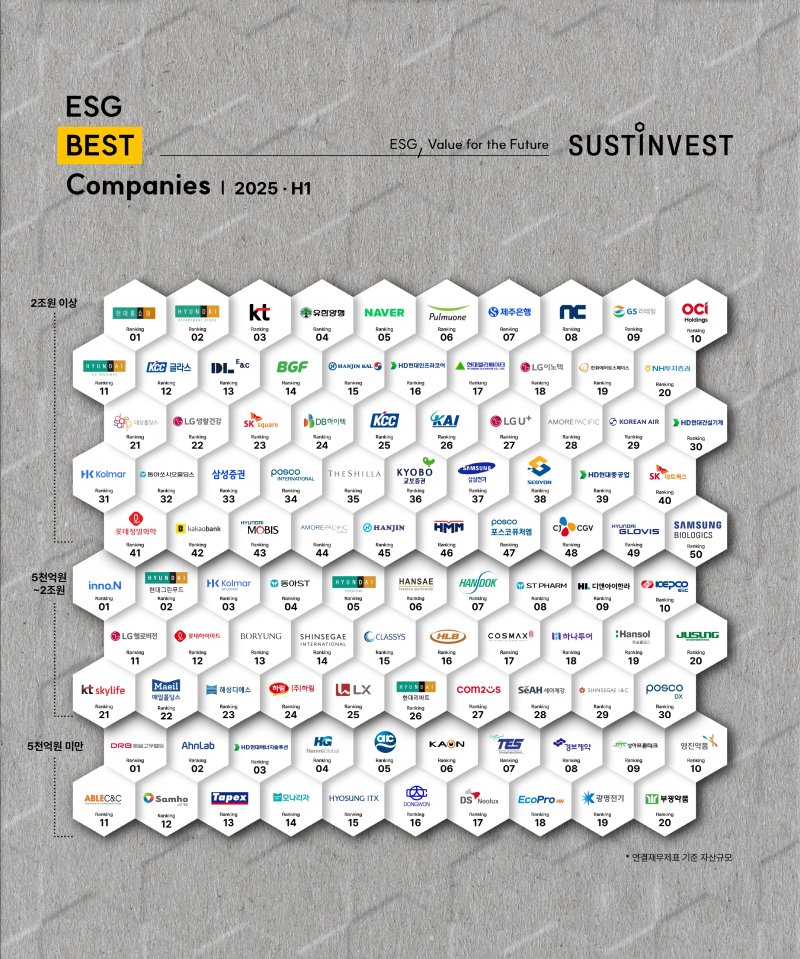 서스틴베스트 '2025년 상반기 ESG Best Companies'. <span id='_stock_code_000640' data-stockcode='000640'>동아쏘시오홀딩스</span> 제공