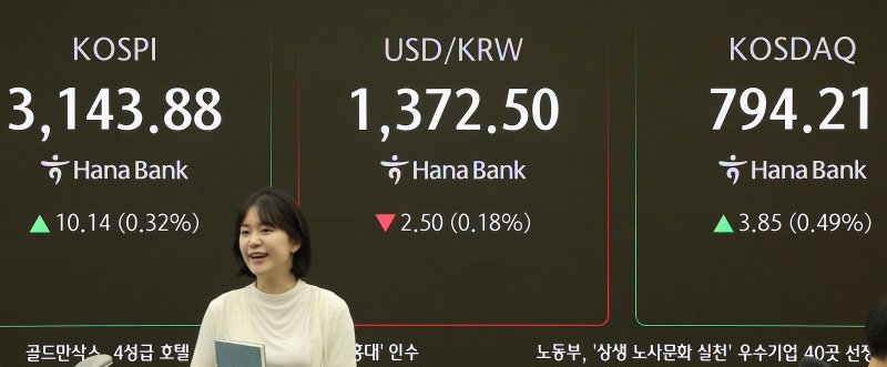 10일 오전 서울 중구 하나은행 딜링룸 전광판에 개장 시황이 나오고 있다. /사진=뉴스1