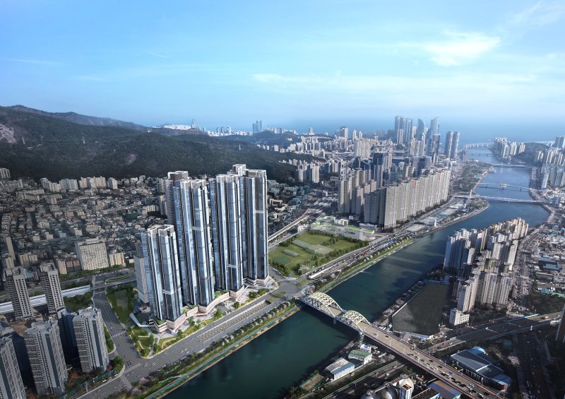 부산 해운대구 재송동 '르엘 리버파크 센텀' 조감도 롯데건설 제공