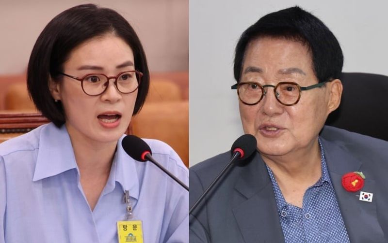 지난 9일 국회 법제사법위원회의 검찰개혁 법안 공청회에 참석한 김예원 변호사(왼쪽), 박지원 더불어민주당 의원. 사진=국회방송 유튜브 캡처