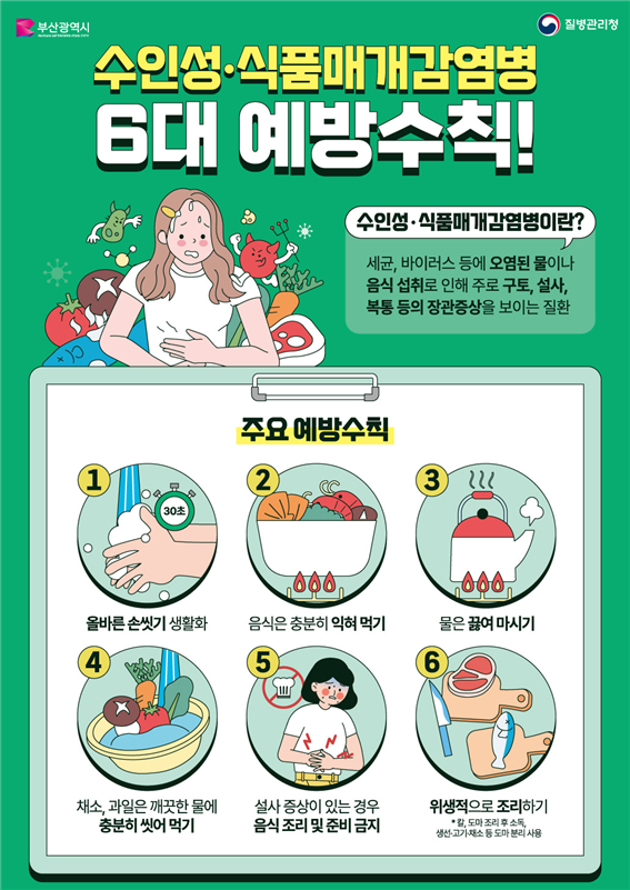 수인성&middot;식품매개감염병 예방수칙 홍보자료. 부산시 제공 