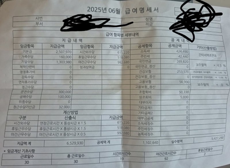 11년 차 환경미화원의 급여명세서가 공개돼 화제를 모으고 있다. (사진 = 루리웹 캡처) 2025.07.13. /사진=뉴시스