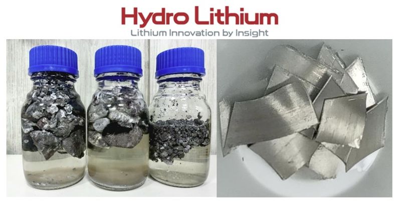 <span id='_stock_code_101670' data-stockcode='101670'>하이드로리튬</span>이 자체 원료 및 기술로 제조한 금속 리튬. 하이드로리튬