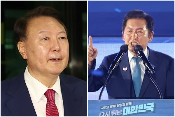 윤석열 전 대통령(좌) 정청래 더불어민주당 대표(우)