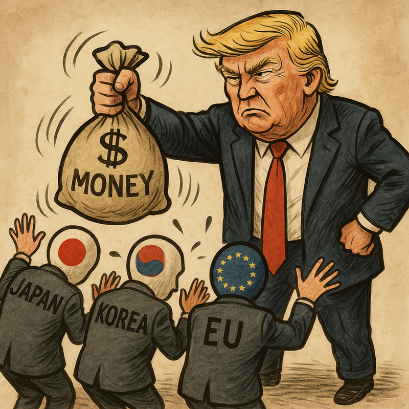 강탈 당하는 한&middot;일&middot;EU. 챗GPT 생성 이미지