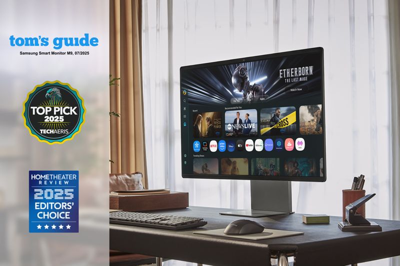 미국 주요 글로벌 정보기술(IT) 매체들로부터 잇따라 호평을 받고 있는 <span id='_stock_code_005930' data-stockcode='005930'>삼성전자</span> 스마트 모니터 'M9'. 삼성전자 제공