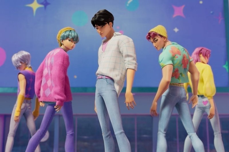 &#39;케이팝 데몬 헌터스&#39;에 등장하는 악역 가상 보이 밴드 &#39;사자 보이즈&#39;. 넷플릭스 제공