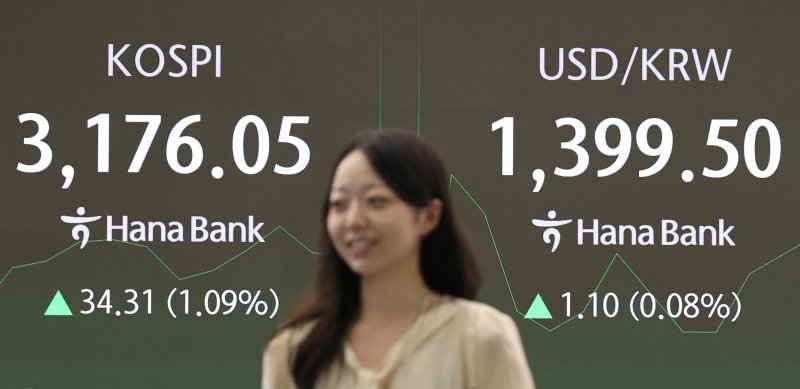 22일 서울 중구 하나은행 본점 딜링룸에서 직원들이 업무를 보고 있다. 사진=연합뉴스