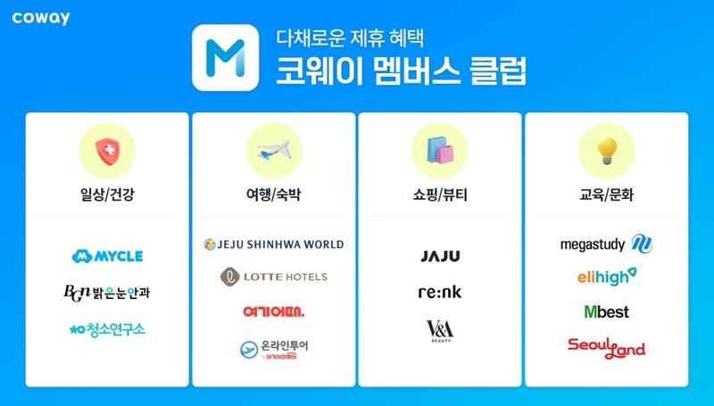 "생활 속 혜택" <span id='_stock_code_021240' data-stockcode='021240'>코웨이</span>, 고객 전용 멤버십 서비스 