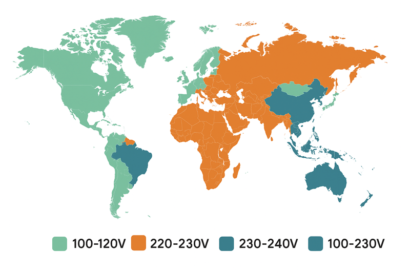 국가별 전압을 그린 생성형 이미지. 챗 GPT