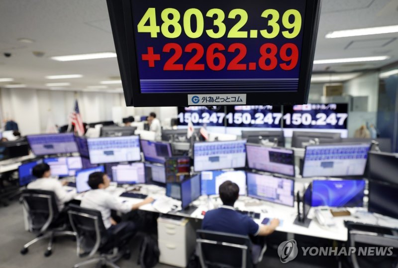 지난 6일 닛케이지수 현황판. 사진=연합뉴스