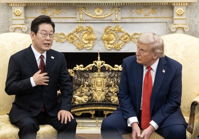 이재명 대통령과 도널드 트럼프 미국 대통령이 지난 8월 25일(현지 시간) 미국 워싱턴DC 백악관에서 한미 정상회담을 하고 있다. /사진=뉴시스