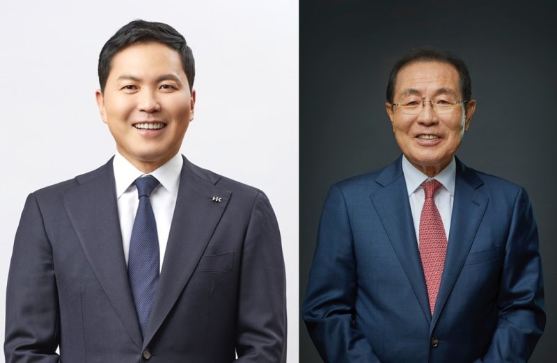 윤상현 콜마홀딩스 대표이사 부회장(왼쪽)과 윤동한 콜마그룹 회장. 콜마 제공