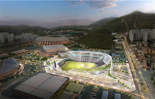 오는 2031년 3월 개장을 목표로 재건축이 추진 중인 부산 사직야구장 조감도. 부산시 제공